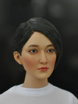 1/6 Scale Female Short Hair Headplay Asian Star Head Sculpt Model for Kumik PH Body Figure Collections