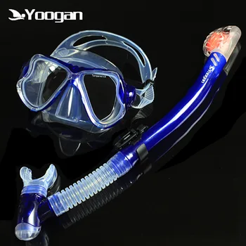 Yoogan brand optical diving set for nearsighted divers Tempered glass silicone adult dive mask Full dry snorkel Swimming gears