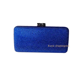 Blue Purses With Rhinestones Crystal Evening Clutch Bags