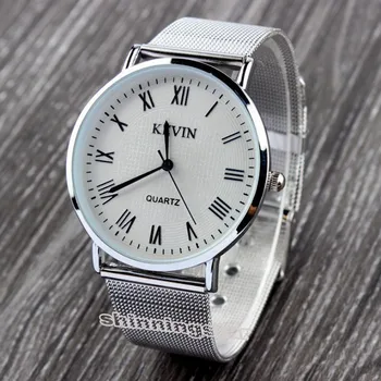 Relojes mujer 2016 Fashion Quartz Mens Womens Watch Silver Stainless Steel Strap Dress Wrist Watch Relogio Masculino