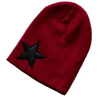 20 Pcs/Lot 2017 Wholesale! Unisex Men's Crochet Star Beanie Hat Skull Cap Knit Winter Women Hats Black/Red for Xmas a2