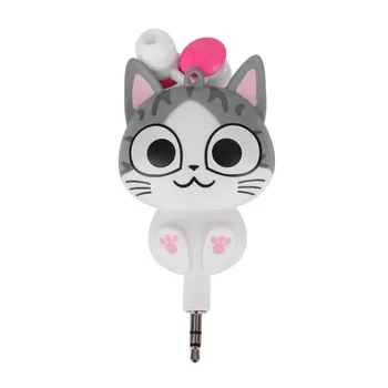 Lovely Cute Cartoon Cat/Panda 3.5mm Wired Retractable Handsfree In-Ear Earphones Earbuds Music Headset MP3 Headphones Hot