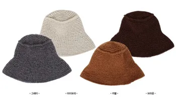 Wholesale fashion knitted crochet women wool hat bucket hat winter warm cap women fashion hat