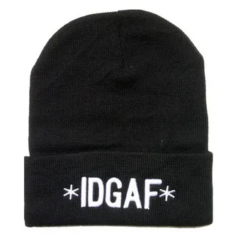 Fall Fashion Men Knitted Winter Cap Casual Beanies for Men IDGAF Embroidery Hip-hop Elastic Skullies Bonnet Unisex Cap Hat