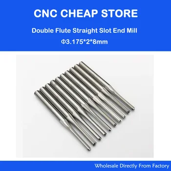 10pcs Double Two Flute Straight Slot CNC Router Bits Wood MDF Milling 1/8