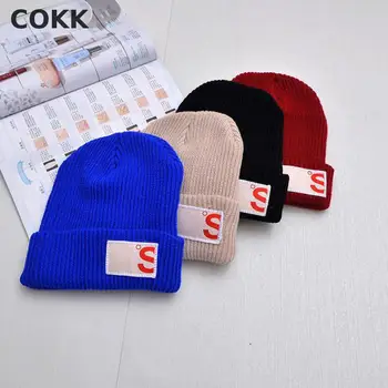 COKK Letter S Winter Thin Bonnet Cap Casual Women Beanies For Men Hip Hop Skullies Male Warm Knitting Cap Hat Female Gorros