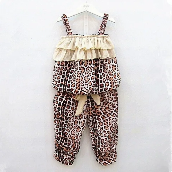 VORO BEVE new summer children Leopard Top + Shorts Children Kids Girl'sLeopard Sets Clothing Sets Summer