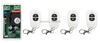 AC220V 1CH RF Wireless Mini Switch Relay Receiver Remote Controllers & 4* White AB keys Waterproof Transmitter Toggle Momentary