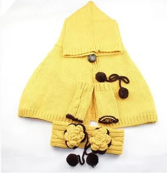 2017 Autumn and winter fashion baby child warm set gloves headband cape for 1-5years old