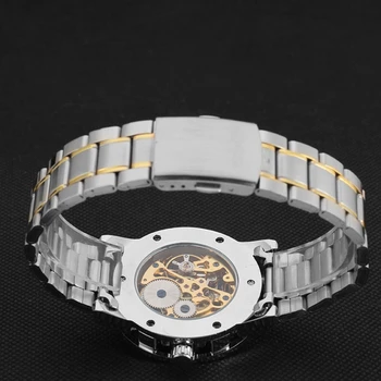 Winner Men Skeleton Mechanical Watch Black Stainess Steel Steel Hand Wind Watches Transparent Steampunk Montre Homme Wristwatch