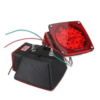 2x Truck Trailer LED Submersible Square Flashing Tail Stop Brake Light Turn Signal Side Marker Boat Trailer Under 80 Inch
