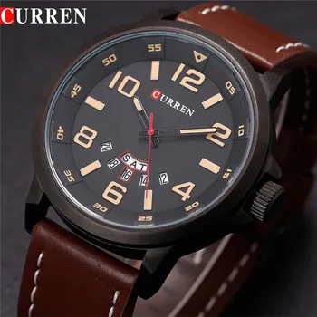 CURREN Original Luxury Brand Leather strap Army Military Quartz Watche Men Hour Clock Sports Wristwatch relogio masculino