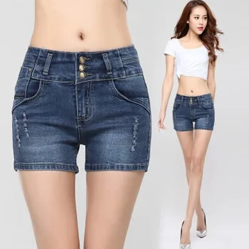 Plus size vintage summer high waist short jeans casual woman denim shorts feminino female women sexy jean shorts