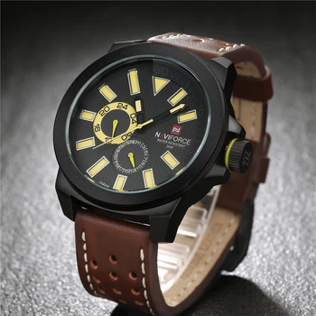 Mens Watches Top Brand Luxury NAVIFORCE Leather Army Military Quartz Watch Sports Clock Date 2016 Relogio Masculino LX31