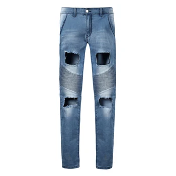 2017 Men Skinny Jeans Design Fashion Slim Hiphop Biker Strech Denim Jeans For Men E5063