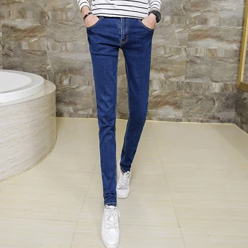 2017Men spring & autumn Korean version of the small straight stretch jeans male Slim jeans Multi-color pants Plus size 28-38
