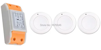 New AC 220 V 1CH Wireless Remote Control Switch System Receiver & 3*White wall Panel Sticky Remote