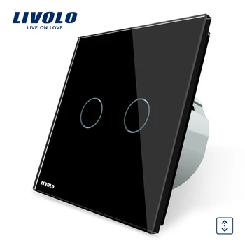 Livolo Luxury W/B/G 3 Color Crystal Glass Panel Wall Switch, EU Standard Touch Control led Curtains Switch C702W-1/2/3/5