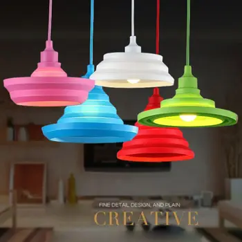Modern Colorful Silicone Pendant Baby Light and Night Light for Children Room Pendant Lamp Holder 5 Colors Vintage Edison Bulbs