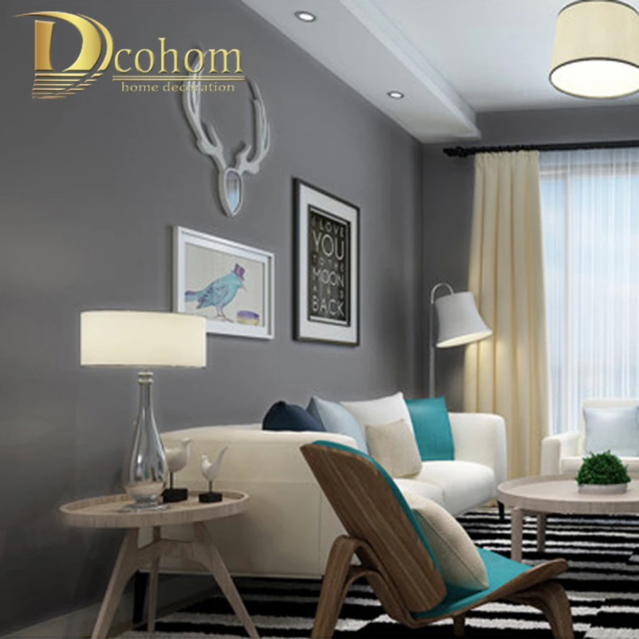 Minimalist Solid Color Modern Wallpaper For Walls Bedroom Living room TV Sofa Deep Grey Background Nonwoven Wall paper Rolls