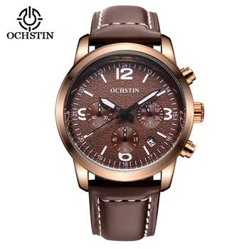 Fashion Brand Sports Watches Leather Chronograph Date Business Design Silver Men Quartz Watch Male Wristwatch relogio masculino