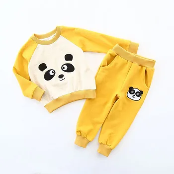 Sport Clothes for Girls Boys Panda Pattern Sweatshirts + Pants 2 pieces Kids sets 2016 New Spring Colors Children Suits 2-9 Yrs