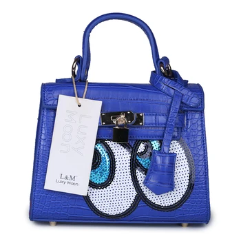 Cute Big Eye Handbag Designer Padlock Leather Messenger Bags Luxury Fashion Women Silver Shoulder Bag Famous Brand bolso XA517H