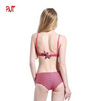 PNT061 Bandage Bikini Set Push-up Padded Swimwear Safety Belt Shorts Comfortable Swimsuit Navy Red Green Stripe Girl Biquini