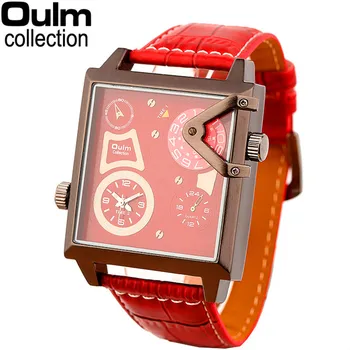 Oulm Authentic Tag Brand Watches Mens Stainless Steel Back Reloj Cuadrado Relogio Masculino Grandes Quadrados Erkek Gifts Saat