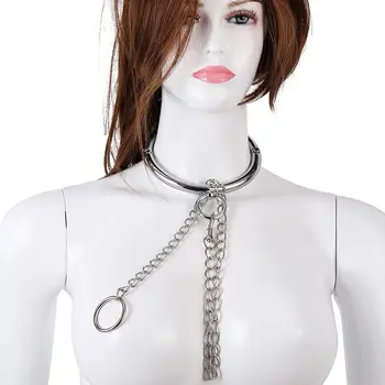 Collar+trac BDSM Toys Female Stainless Steel Metal Neck Collar Sex Slave Role Play Necklace For Women Fetish Restraint Bondage