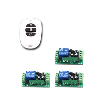 DC 9V 12V 24V 1CH RF Wireless Remote Control Switch System 315/433.92 mhz 1X Transmitter and 3 X Receivers New