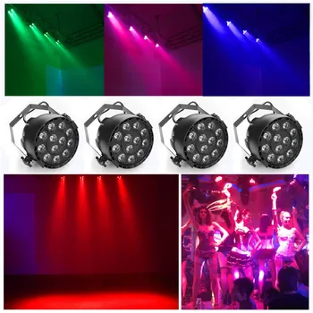12W Flat LED Par light RGBW Disco Lamp stage light luces discoteca laser Beam projector lumiere 512DMX controller DALLAST