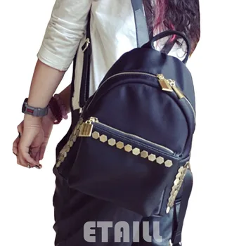 Waterproof Black Studded Backpack School Famous Backpack Brands Luxury Mochilas Mujer 2016 Escolares Moda Marca
