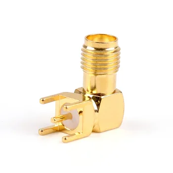 Sale 100Pcs Gold-Plated SMA Female Right Angle Solder PCB Mount RF Connector 14.5mm