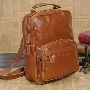 Unisex backpacks for teenage girls Vintage pu leather school bags travel softback for man