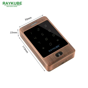 RAYKUBE 125HKz Reader Password Touch Keypad For Door Access Control System RFID Waterproof IPX3 R-T03 Red Bronze