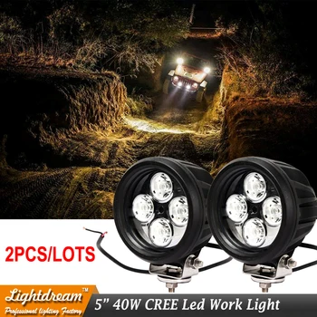 Pair of 5inch 40W 4Chips Led work lights 12V 24V Round Led driving light 40W Front led headlight used for car suv