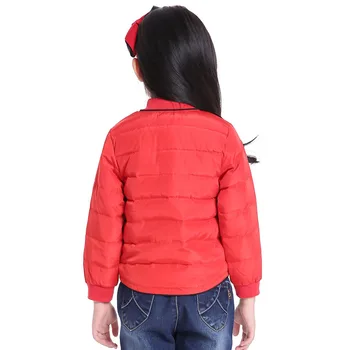Girls Winter White Duck Down Jacket Light warm outerwear Red Pink Single-breasted Stand Collar for Kids girls jackets and coats