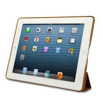 Jisoncase Luxury Genuine Leather Stand Case For iPad 2 3 4 Slim Smart Folding Folio Cover Wake up / sleep Function