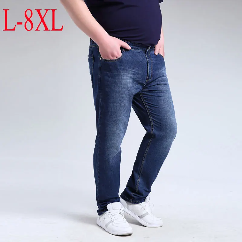 Plus Big size:50 48 46 44 42 6XL.7XL.8XLVelvet Thickening Loose Male High Waist Jeans Business casual Trousersfree delivery