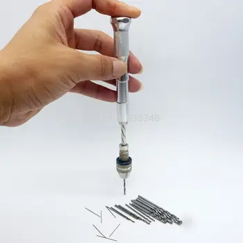 Mini Semi Automatic Hand Drill Machine Jewelry Walnut Manual Drilling Hole Reamer Hand Twist Drill Tools+10pcs Twist Drill Set