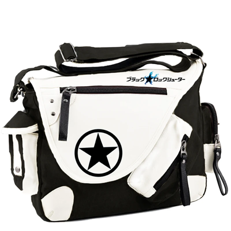 Cartoon Anime Black Rock Shooter BRS Cosplay Messenger Bags Canvas Shoulder School Travel Book Bags
