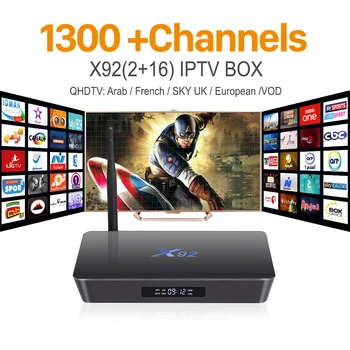 H.265 Europe Arabic French IPTV Channels Android IPTV TV Box S912 X92 2G 16G Support Sport Canal Plus French Iptv Set Top Box