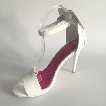 White Pu Wedding Shoes Real Photos Summer Shoes Sandals 12Cm High Heels Round Ears Open Toe Bridal Sandals Stilettos Heels