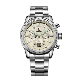 IK Brand Luxury Automatic Mechanical Watches Men 24 Hours Calendar Luminous Silver Full Steel Business Watch Male Clock relojes