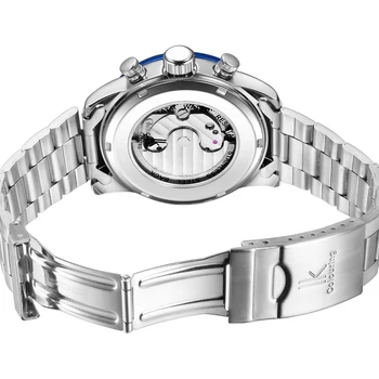 IK Brand Luxury Automatic Mechanical Watches Men 24 Hours Calendar Luminous Silver Full Steel Business Watch Male Clock relojes