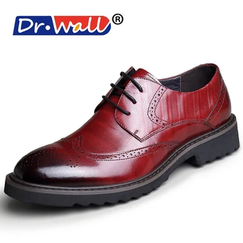 2017 Top Fashion Real Genuine Leather Shoes Men Oxford British Brock Fashion Lace Up Dress Outdoor Work Shoe Sapatos 2503386w