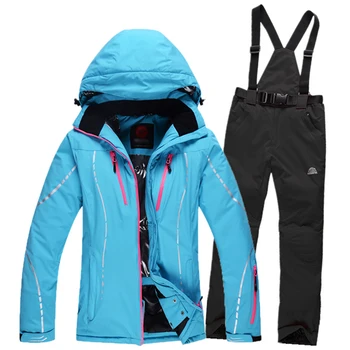 2016 winter women's ski suits snow ski jacket + waterproof skiing trousers set female outdoor sportwear woman snow coat