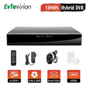 Evtevision 8CH Hybrid 5-in-1 1080P Lite 1080N Realtime CCTV Security DVR Video Recorder Remote Access P2P Fits AHD/TVI/CVI camer