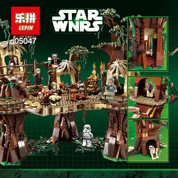 1990pcs Lepin 05047 Star Wars Ewok Village Building Blocks Juguete para Construir Bricks Compatible Children Toy 10236